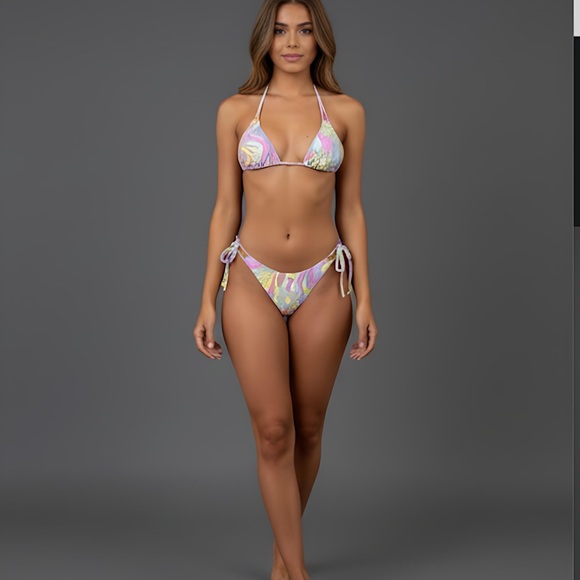 Floral Print Halter Tie Side 2pc Bikini Swimsuit Bathing Suit - Picture 1 of 8